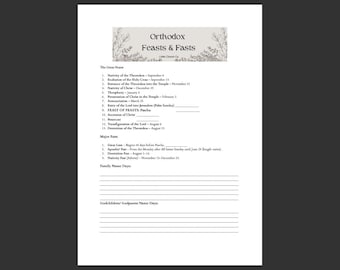 Orthodox Feasts & Fasts Family Planning Guide