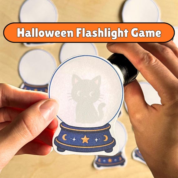 Halloween Flashlight Game for Kids, Crystal Ball Reveal, Preschool Halloween Activity, Toddler Printable