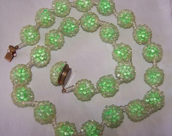 Green Plastic Bead Necklace - Fun Costume jewelry