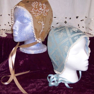Custom Coif: Beaded or Appliqued Custom Coif, Your choice of fabric, lace, trim, fully lined. Made to order. image 8