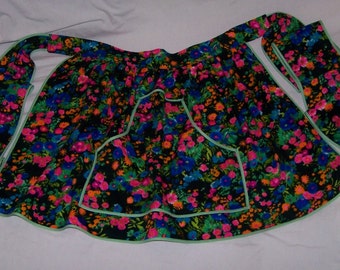 Flowered Apron - Repurposed  Fabric