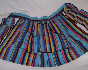 Striped Cotton Blend Striped Apron