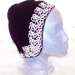 Custom Coif: Beaded or Appliqued Custom Coif, Your choice of fabric, lace, trim, fully lined. Made to order. image 5