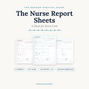 Paquete de hojas de informe de enfermería, UCI, UCICV, Medicina y Cirugía, Traspaso de información en urgencias, Imprimible para facturación (Descarga instantánea)