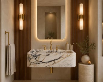 Marble Sink Calacatta Viola, Bathroom Sink, Wall mounted Sink, Floating Sink, Handcarved Sink, Marble Washbasin, Natural Stone, Custom Size