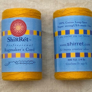 100% Cotton 4-Ply Cord is strong, for Crochet, Weaving, Knitting, Shirret, Rugmaking, Sunflower Yellow and Taxi Yellow, Color-fast.