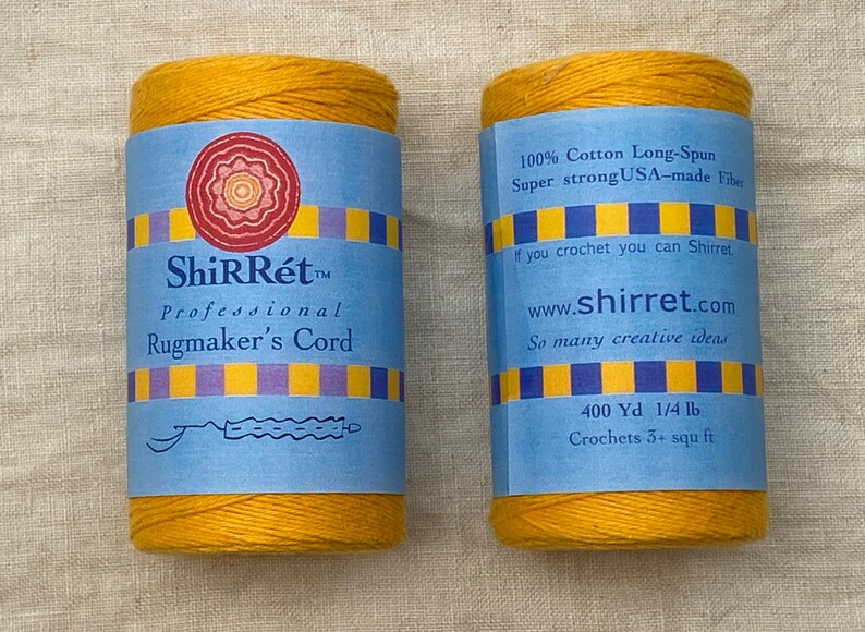 100% Cotton 4-Ply Cord is strong, for Crochet, Weaving, Knitting, Shirret, Rugmaking, Sunflower Yellow and Taxi Yellow, Color-fast.