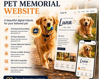 Personalized Pet Memorial Website with Voice Narration and Rainbow Bridge Tribute