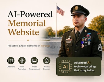 Personalized Veteran Memorial Website with Voice Narration, Life Story and Photos
