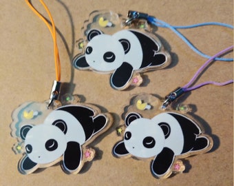 Sleepy Panda 1.5" Single-Sided Clear Acrylic Charm