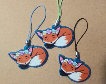 Sleepy Fox 1.5" Single-Sided Lt Blue Acrylic Charm