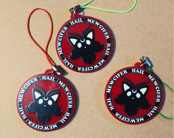 Hail Mewcifer 1.5" Single-Sided Red Acrylic Charm