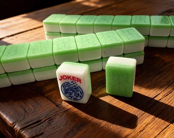 American style mahjong set, 166-piece melamine tiles, acrylic finish, collectors game, 30# aquamarine
