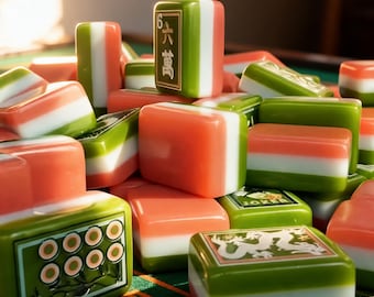 American Mahjong Tiles, Acrylic Painted Multicolor Game Set, Collector Gift for Players, 3-Layer 2200g