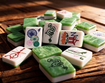 Marble-look Acrylic Mahjong Tiles, 160 Piece Mahjong Set for Home Gift, Melamine Base Hand-Polished