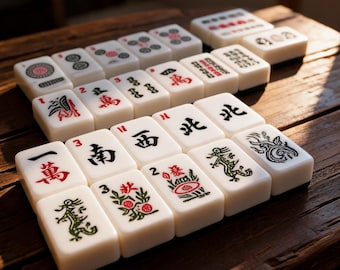 White Mahjong Tile Set, Acrylic Melamine, 166 Piece Mahjong Set for Home Game Night, 30#2 Size