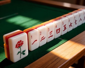 Mini Travel Mahjong Set, Acrylic Rose Pattern, Portable American Mahjong Tiles, Compact , Gift