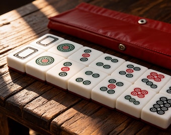 Travel Mahjong Set 40 Tile, Acrylic Melamine Compact Game for Travel and Entertainment, Lightweight