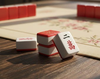 Portable Melamine Mahjong Set, Cartoon American-style Tiles, Travel Gift, Acrylic Game Tiles