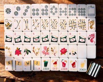 Golf Themed American mahjong set acrylic,  striped tiles, 160-piece melamine game set for golfers