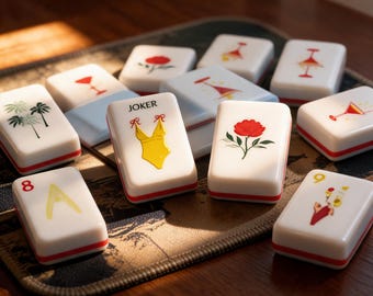 36mm Acrylic Mahjong Tiles, Ocean-Style American Mahjong Set, 200-Piece Game Tiles, 2620g