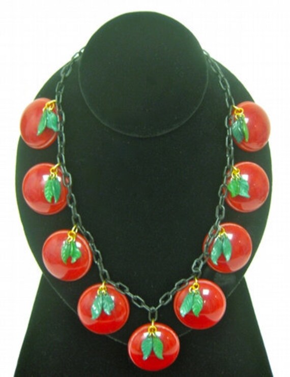 Items similar to Vintage Bakelite Cherry Necklace on Etsy