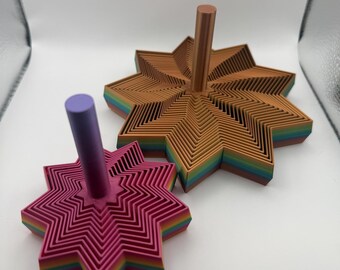3D Printed Star Fidget Toy | Colorful Sensory Fidget | Rainbow, Multicolor & Solid Color Options