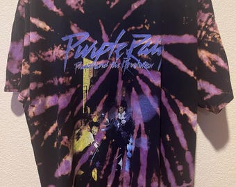 Purple Rain Prince Tie Dye 2XL Shirt Bleach dyed Tee Distressed Movie t-shirt