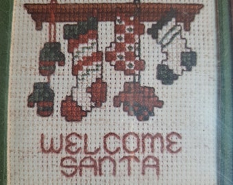 Welcome Santa Counted Cross Stitch Kit with Frame and Double Mats