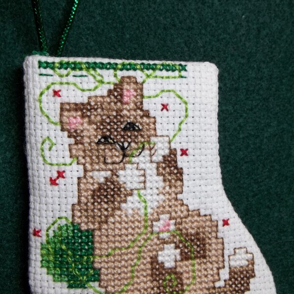 Kitty Ready to Fill Counted Cross Stitch Stocking Ornament