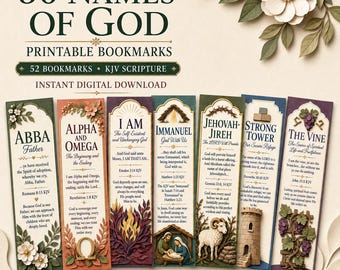 50 Names of God KJV Bookmarks for Women | Bible Study Devotional (Digital Download)