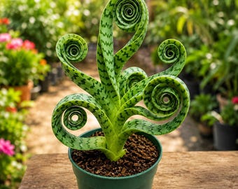 Seltene Spiral-Schlange Pflanzenleben | Lockige Sansevieria Cylindrica im Topf | Exotische Zimmerpflanze | Luftreiniger | Einzigartiges Wohnkultur Geschenk