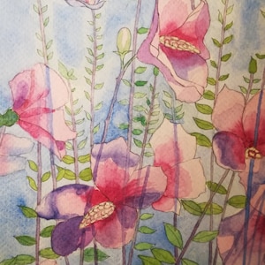 Pink hibiscus watercolour painting print,pink hibiscus wall art print,pink hibiscus flowers artwork print,pink hibiscus watercolour giclee.