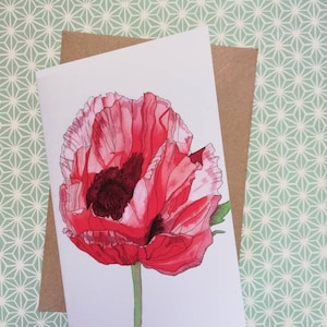 Tarjeta de amapola roja, tarjeta de amapola en blanco, amapolas rojas, arte de amapolas rojas, tarjeta de flores rojas, tarjeta de felicitación de amapolas en blanco, amapolas, tarjeta de amapolas, amapola roja