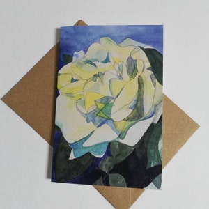 Tarjeta de felicitación con pintura de rosa, pintura de rosa amarilla, acuarela de rosa amarilla, obra de arte de rosa amarilla, tarjeta de felicitación con rosa amarilla, pintura de rosa, rosa