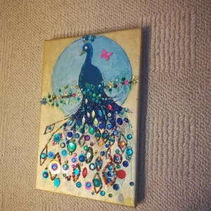 Peacock painting mosaic collage,peacock artwork, peacocks,peacock wall decor,peacock wall art, peacock art,decorative peacock wall art.