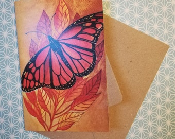 Monarch butterfly greeting card,monarch butterfly blank watercolour art card, orange butterfly artwork card, butterfly watercolor painting.