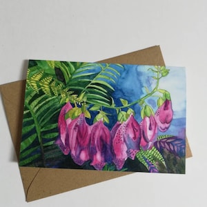 Cartolina con acquerello raffigurante una volpe, dipinto con una volpe, biglietto d'auguri con una volpe, biglietto con una volpe, opera d'arte con una volpe, decorazione da parete con una volpe.