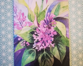 Lilacs card,blank lilacs greeting cards,lilacs painting card,lilacs watercolor card,lilacs,card for her,blank greetings card,lilacs artwork