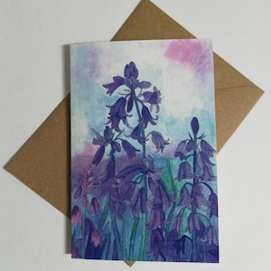 Tarjeta de felicitación con campanillas, tarjeta de felicitación en blanco, tarjeta de diseño con campanillas, tarjeta de felicitación en blanco con campanillas, tarjeta de felicitación en blanco con campanillas