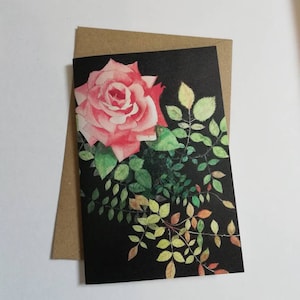 Rose painting blank greeting card,pink rose card,pink roses watercolour,pink rose watercolor,pink rose painting,rose card,roses art card.