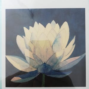 Blauer Lotus Seerose Aquarell Postkarte.