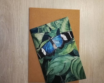 Blue butterfly card,Blue butterfly blank greetings card,watercolour butterfly card,butterfly painting card,butterfly greeting card,butterfly