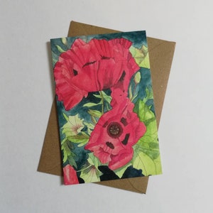 Carte de coquelicots rouges, carte de voeux de coquelicots, carte de peinture de coquelicots rouges, coquelicots rouges, art de pavot rouge, conception de pavot rouge, pavot rouge, carte de pavot rouge
