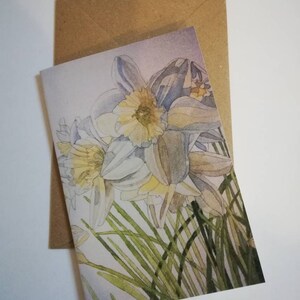 Narcisi acquerello biglietto di auguri vuoto, biglietto dipinto con narcisi acquerello, biglietti con narcisi, biglietto con narcisi acquerello, biglietto vuoto con narcisi