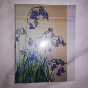 Postal de acuarela de campanillas, postal artística de acuarela de campanillas, obra de arte de campanillas, postal de campanillas, postal de pintura de campanillas