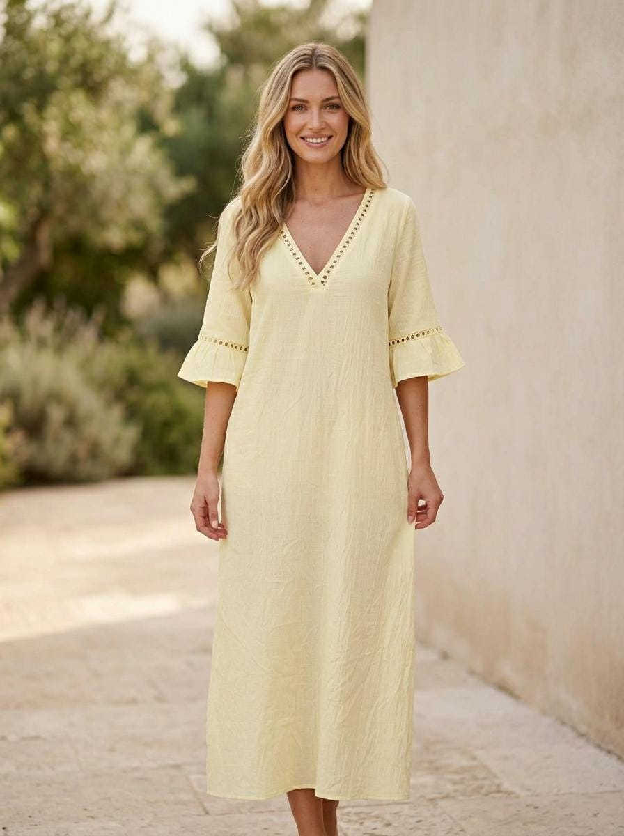 Rayon Cotton Dress a Line