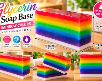 Rainbow Glycerin Soap Bar, 25 oz Handmade Bath Soap (6 Inch)