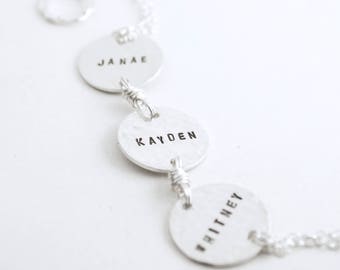 Custom Name Bracelet Hand Stamped Sterling Silver Personalized Name Bracelet Womens Jewelry - Name Charm Bracelet