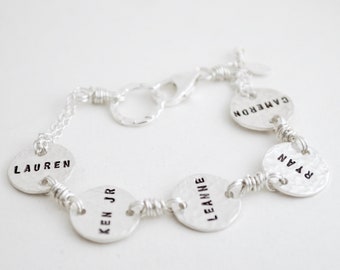 Personalized Sterling Silver Name Bracelet: Hand Stamped Jewelry Gift